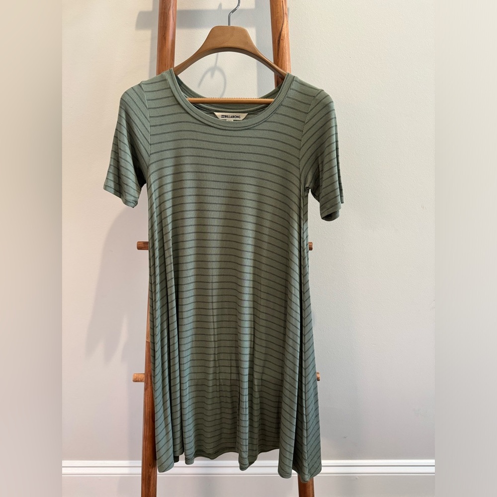 Billabong Lost Heart Sage Green Striped Dress